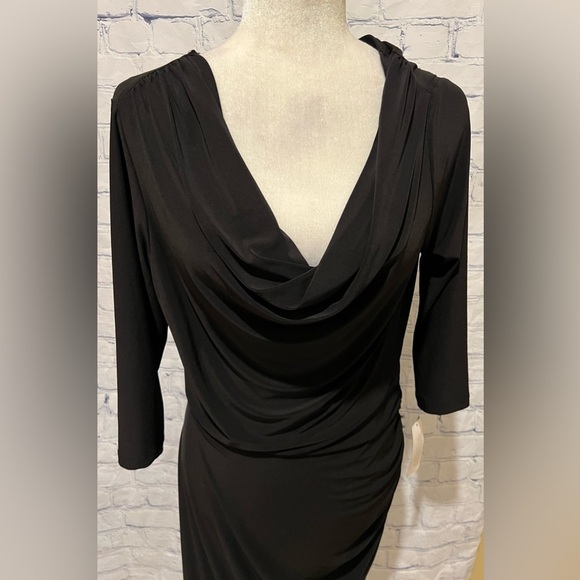 NWT Tiana B. Drape Neckline Ruched Accent 3/4 Sleeve Dress Large - Picture 2 of 10